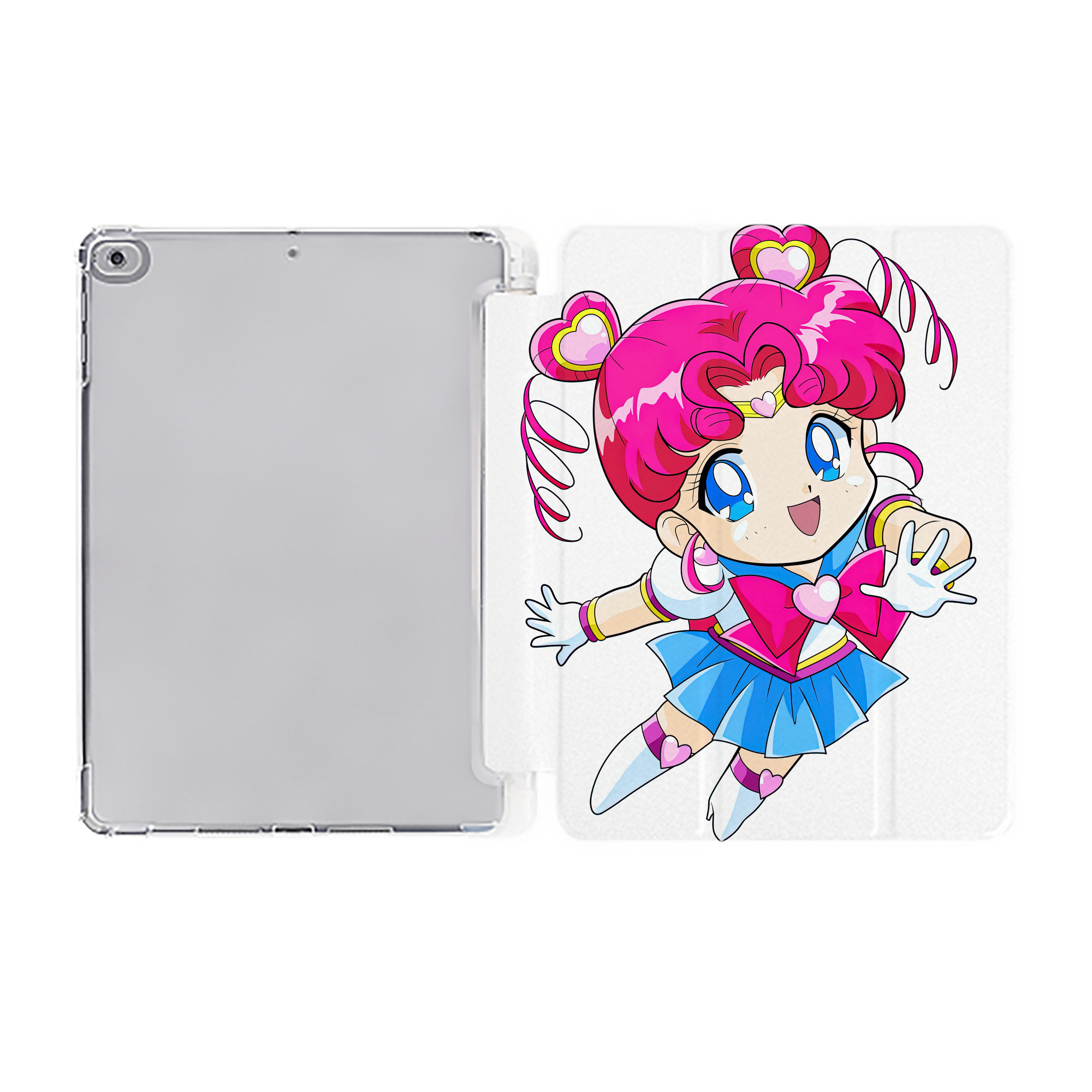 （画像用） 美少女戦士セーラームーン ちびうさ Sailor Moon Chibiusa Tsukino Usagi Small Lady Serenity IPad ケース ペン収納付き 三つ折りスタンド PUレザー×シリコン 対応機種9.5/10.5/10.9インチ